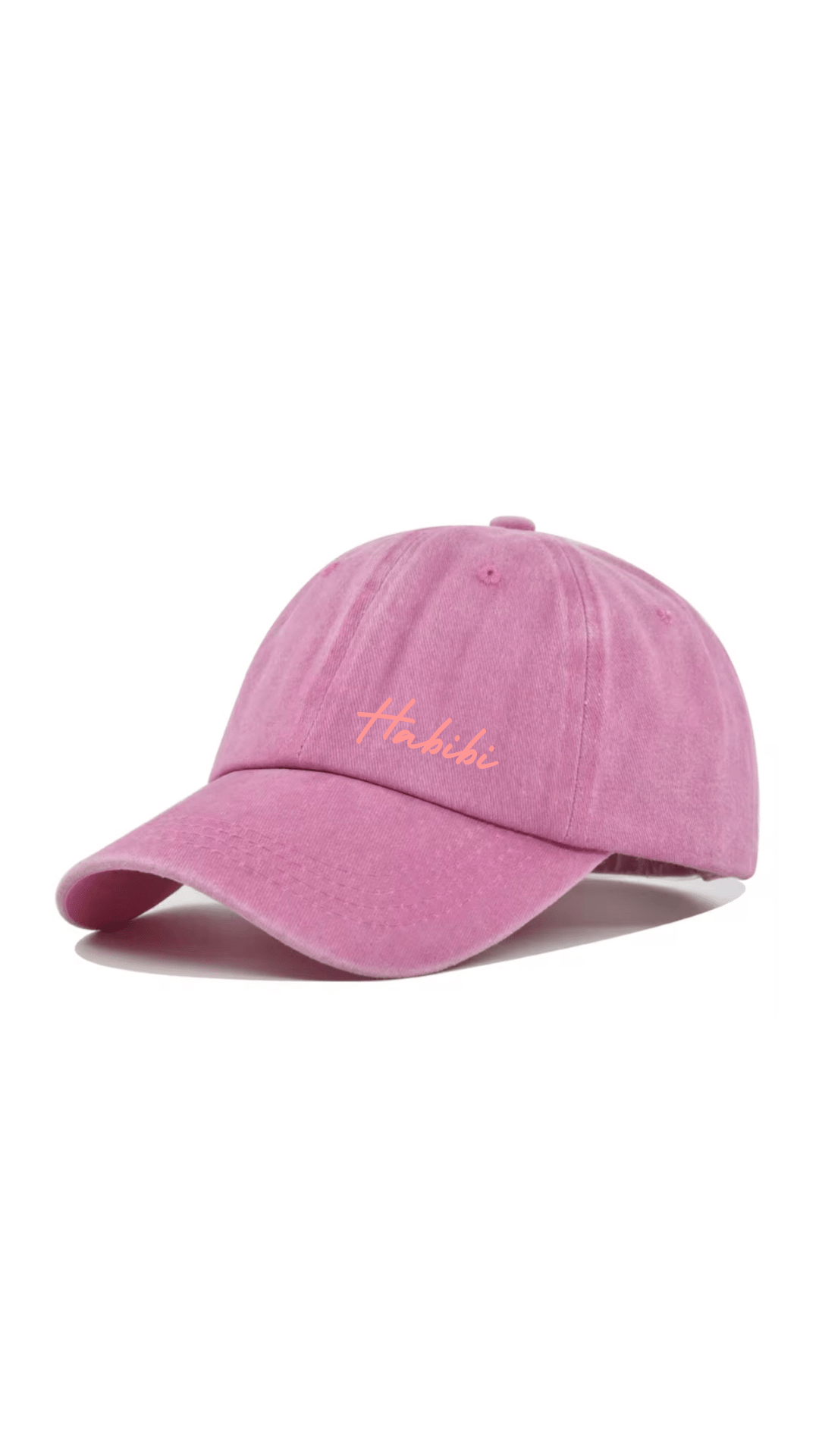 LEY! „Habibi“-Kappe in Blau mit Stickerei und verstellbarem Verschluss vor weißem Hintergrund.