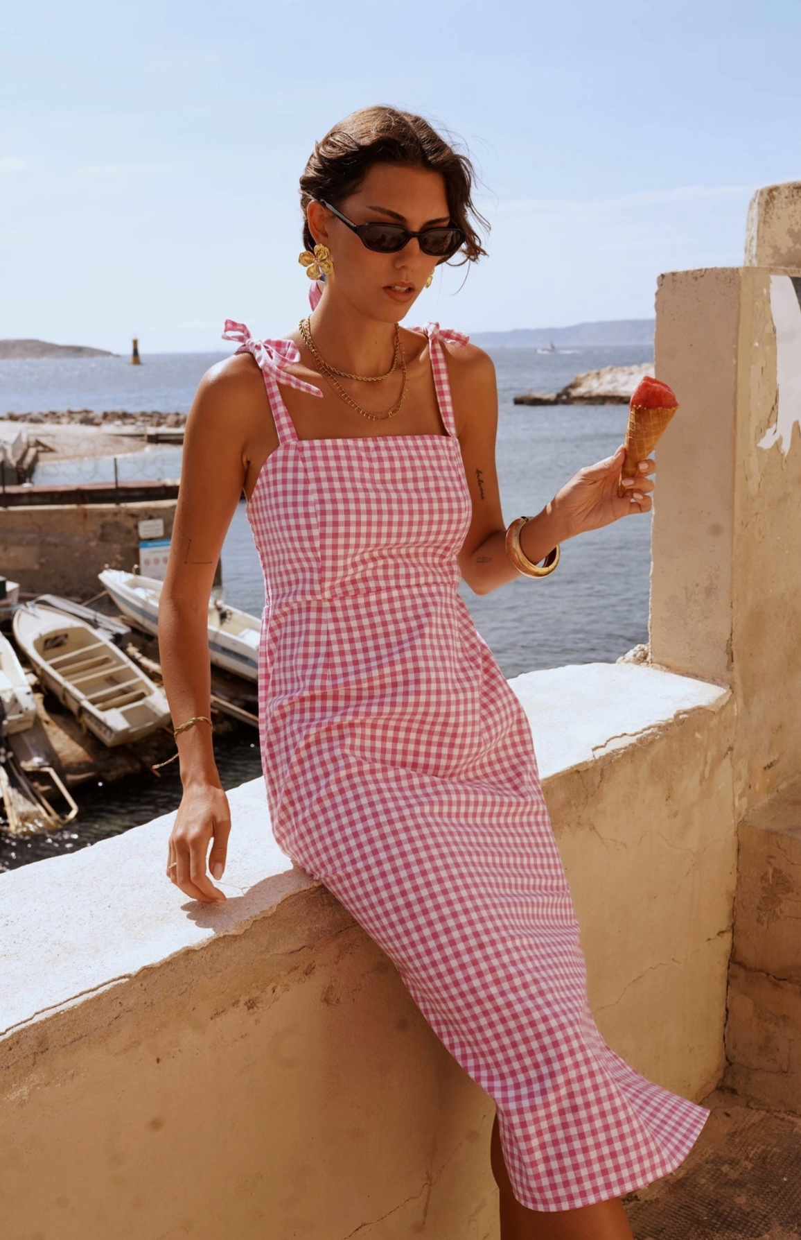 KLEID - KARO FUCHSIA