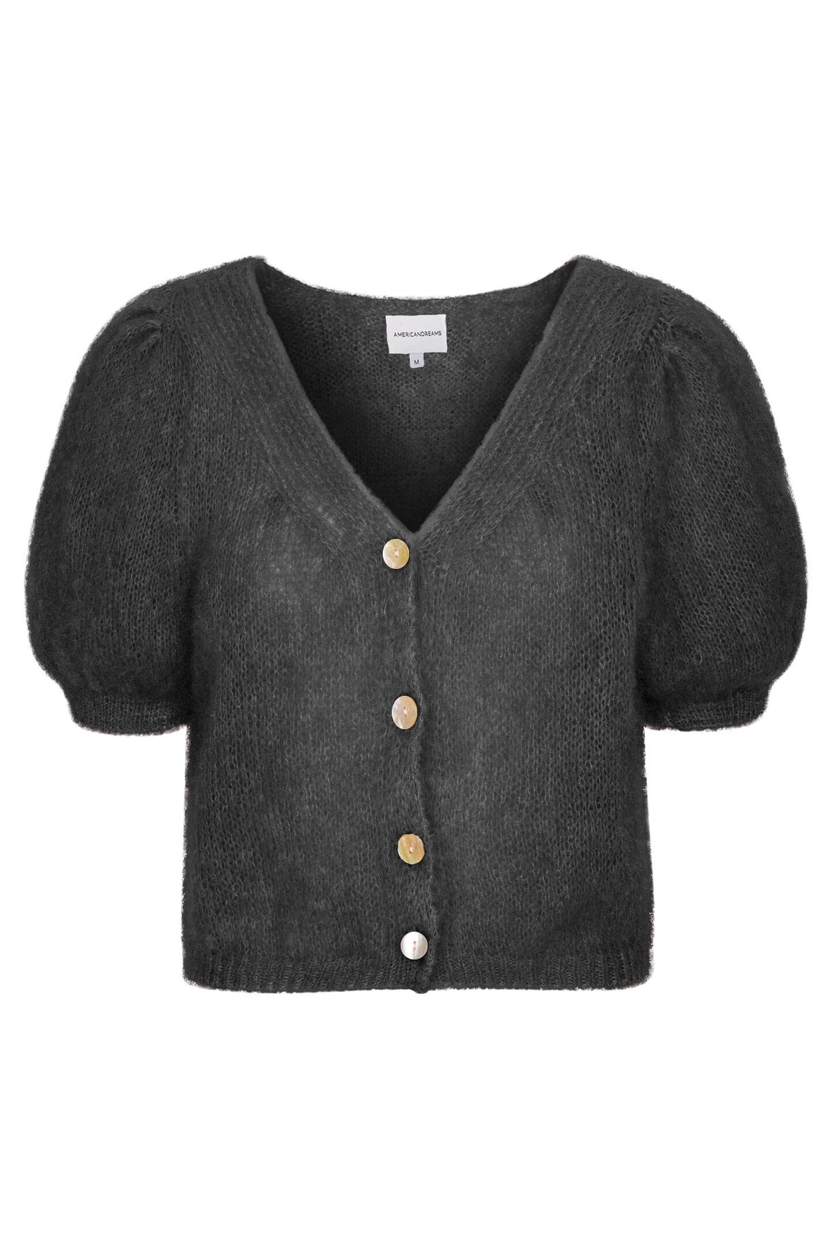 Strickjacke mit kurzen Aermeln aus Mohairmischung in schwarz bei the danish girl in Muenchen kaufen 
