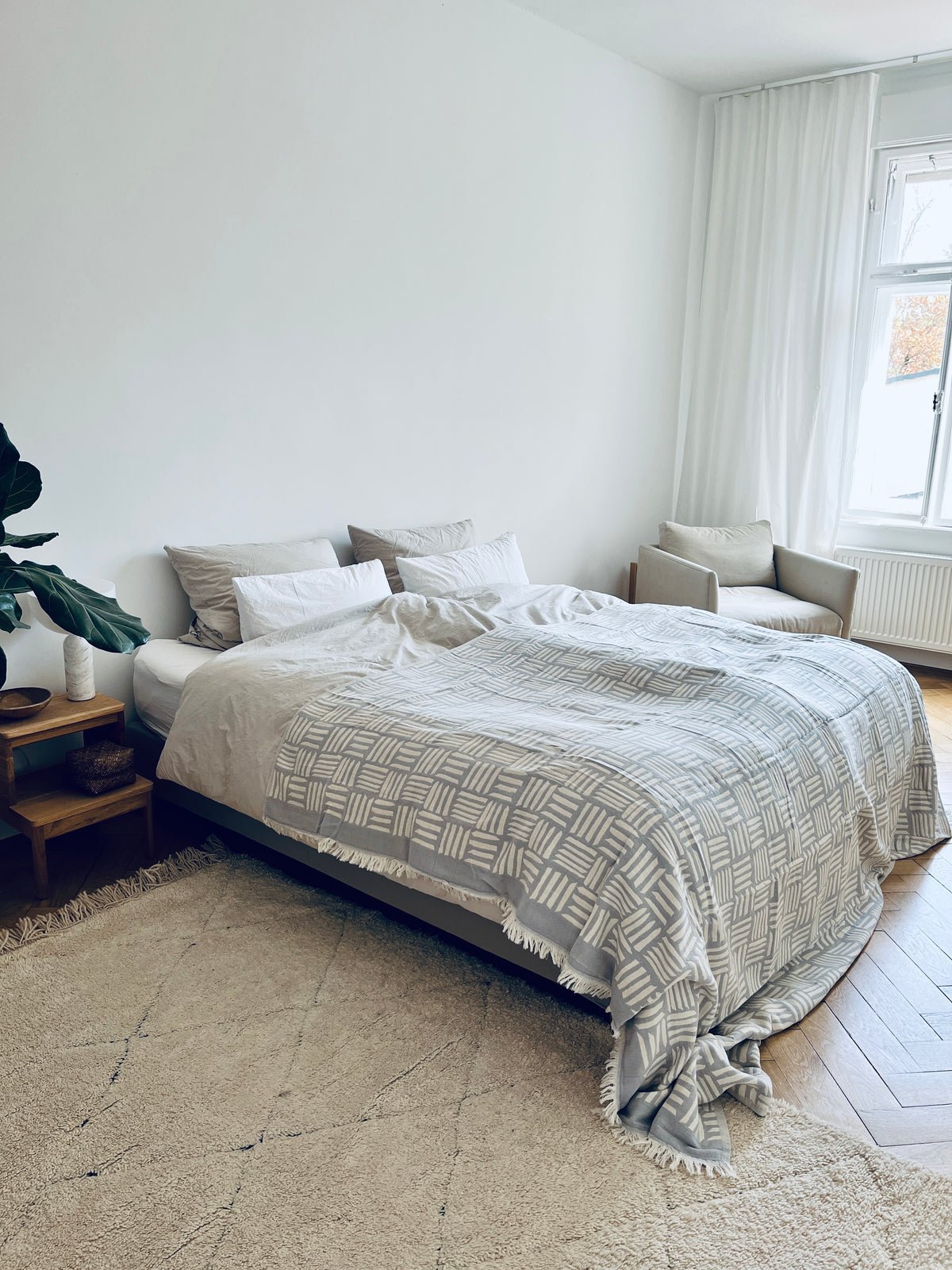 Bettüberwurf aus Baumwolle, geeignet für ein Doppelbett. Auch ideal als leichte Decke auf dem Sofa