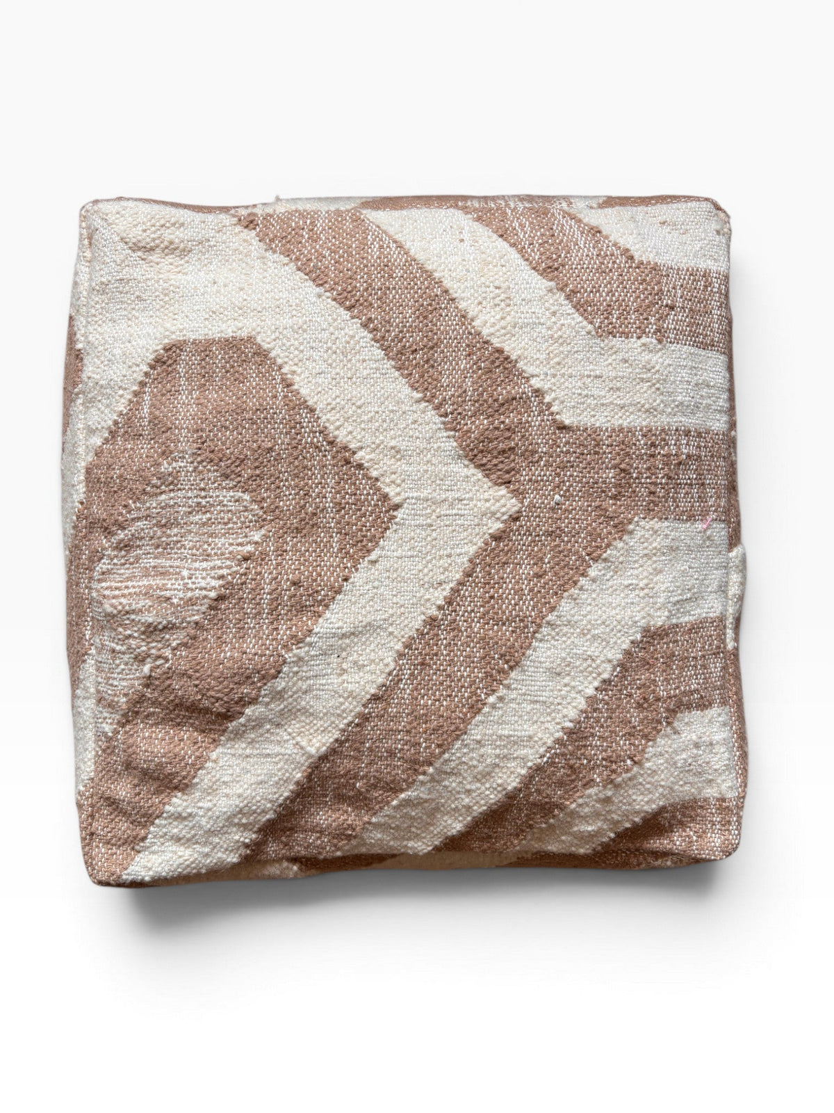 LEY! Bodenkissen - Classic Line - Muto I: handgefertigt, beige-weiß zickzack, Marrakesch-Stil.