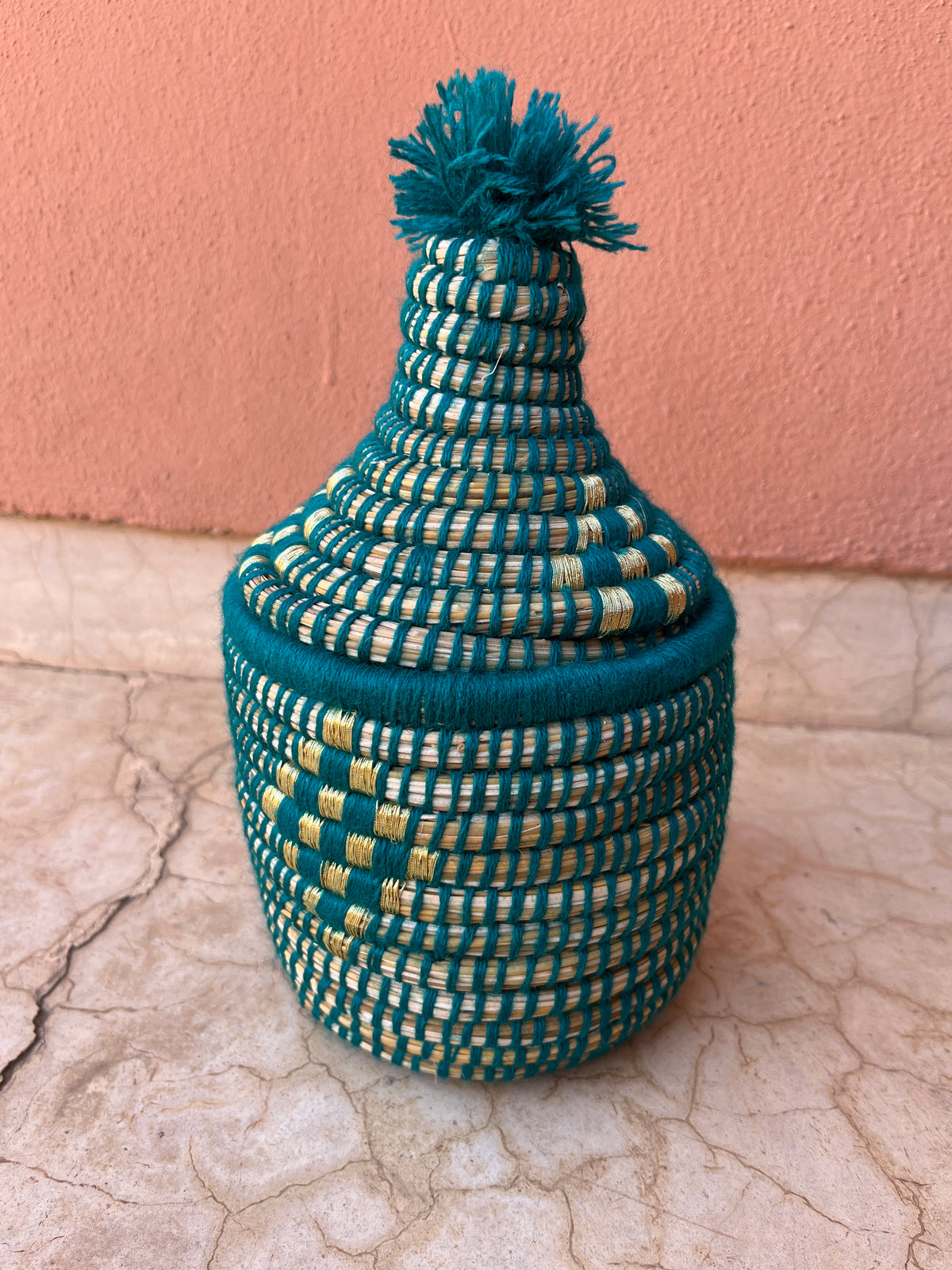 KORB MIT DECKEL - TÜRKIS