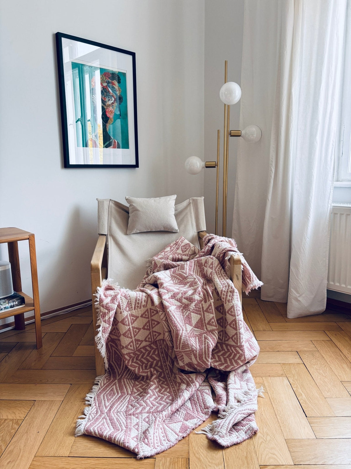 IKAT Musselin Decke - Altrosa - 1,50 x 2,40 m