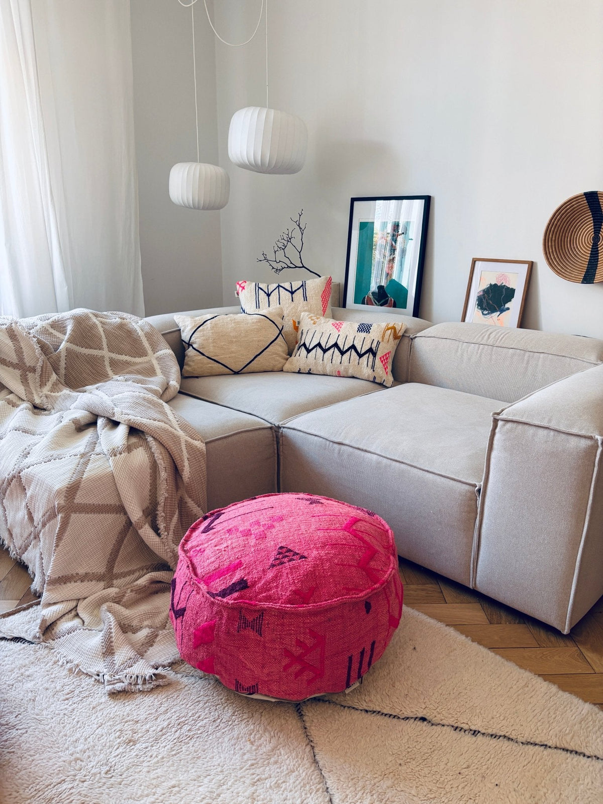 Bodenkissen - Colorful Line Round - Pink Edition
