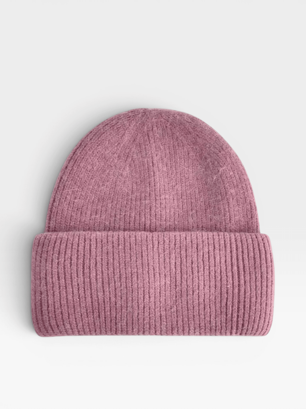 LEY! Wollmütze „Saha“ in Pink, mit breitem Umschlag, ideal als Beanie für Damen und Herren, vor weißem Hintergrund.