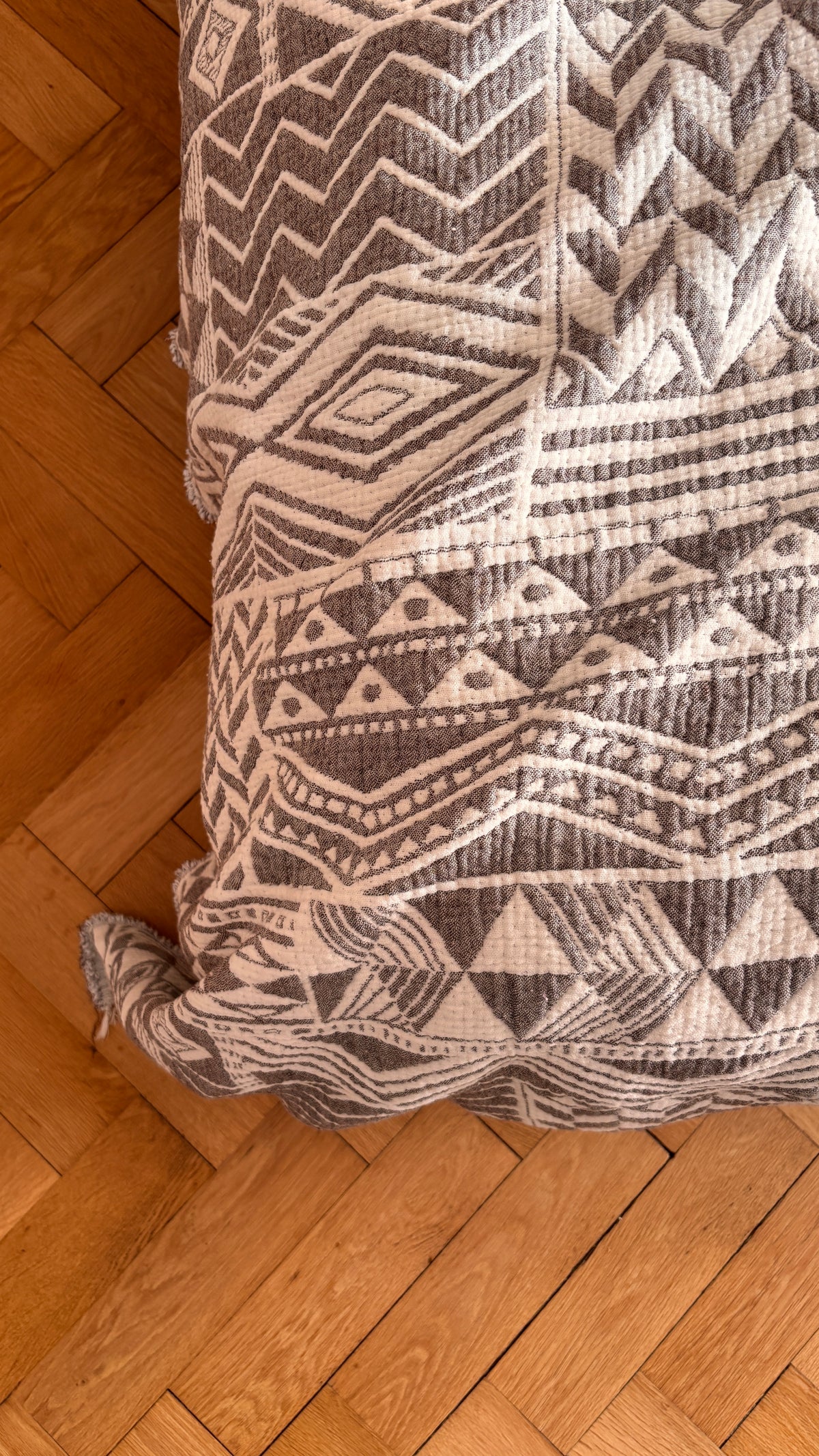 CALMA Musselin Decke - Grau-Weiß- 1,50 x 2,40 m