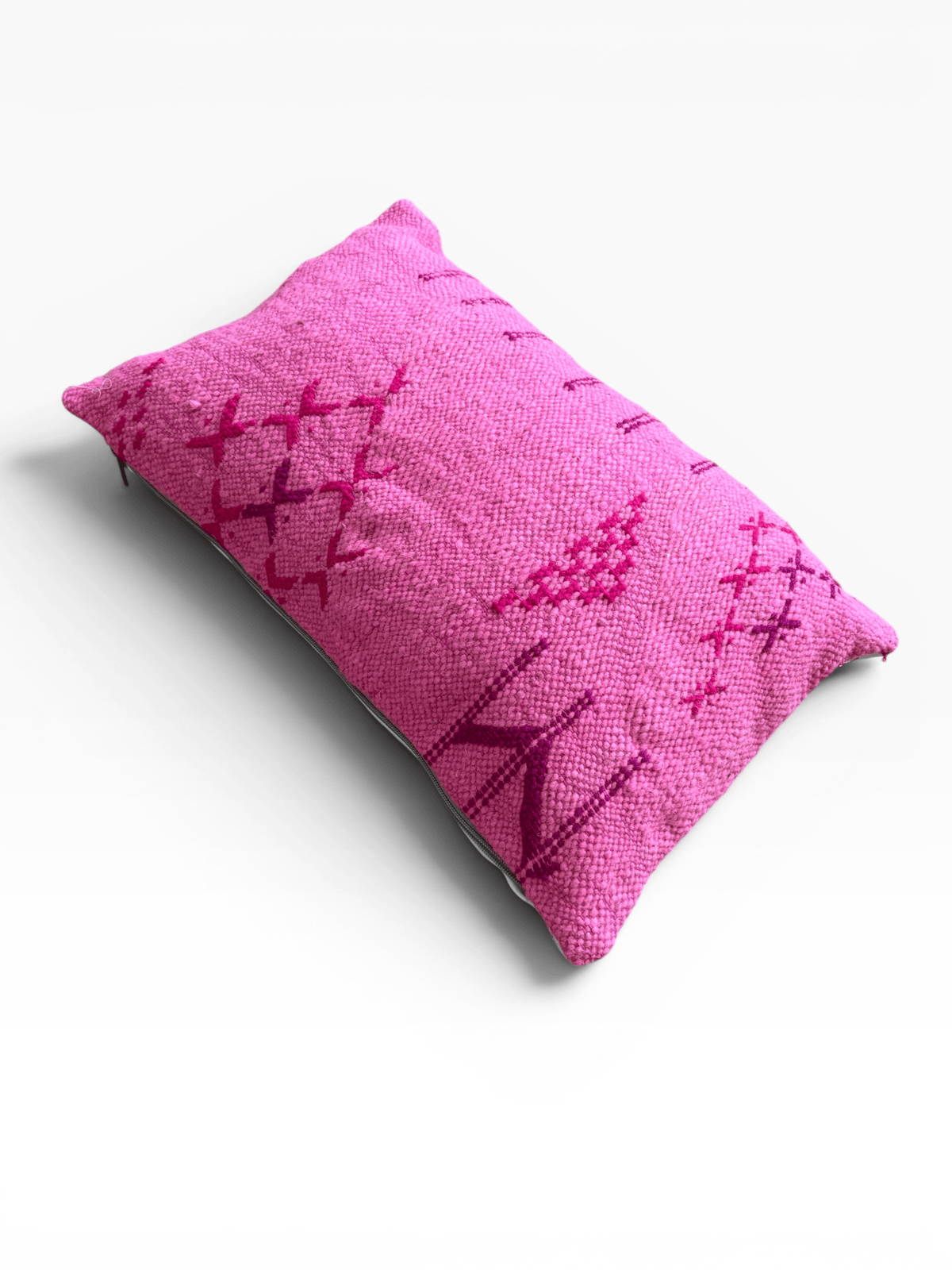 LEY! Kissen – Colorful Line PINK EDITION (30 x 50), geometrisches Muster in Rosa und Lila auf weißem Hintergrund.