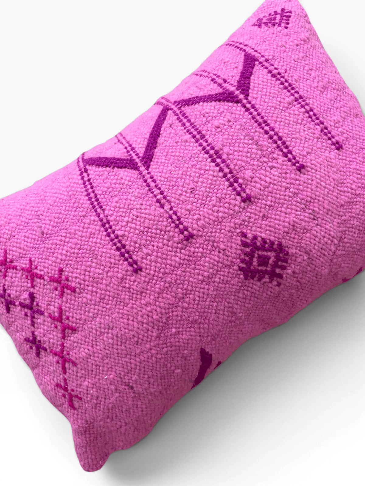 LEY! Colorful Line Kissen: Rosa Kissen, lila geometrisches Muster, 30 x 50 cm, handgefertigt im Marrakesch-Stil.