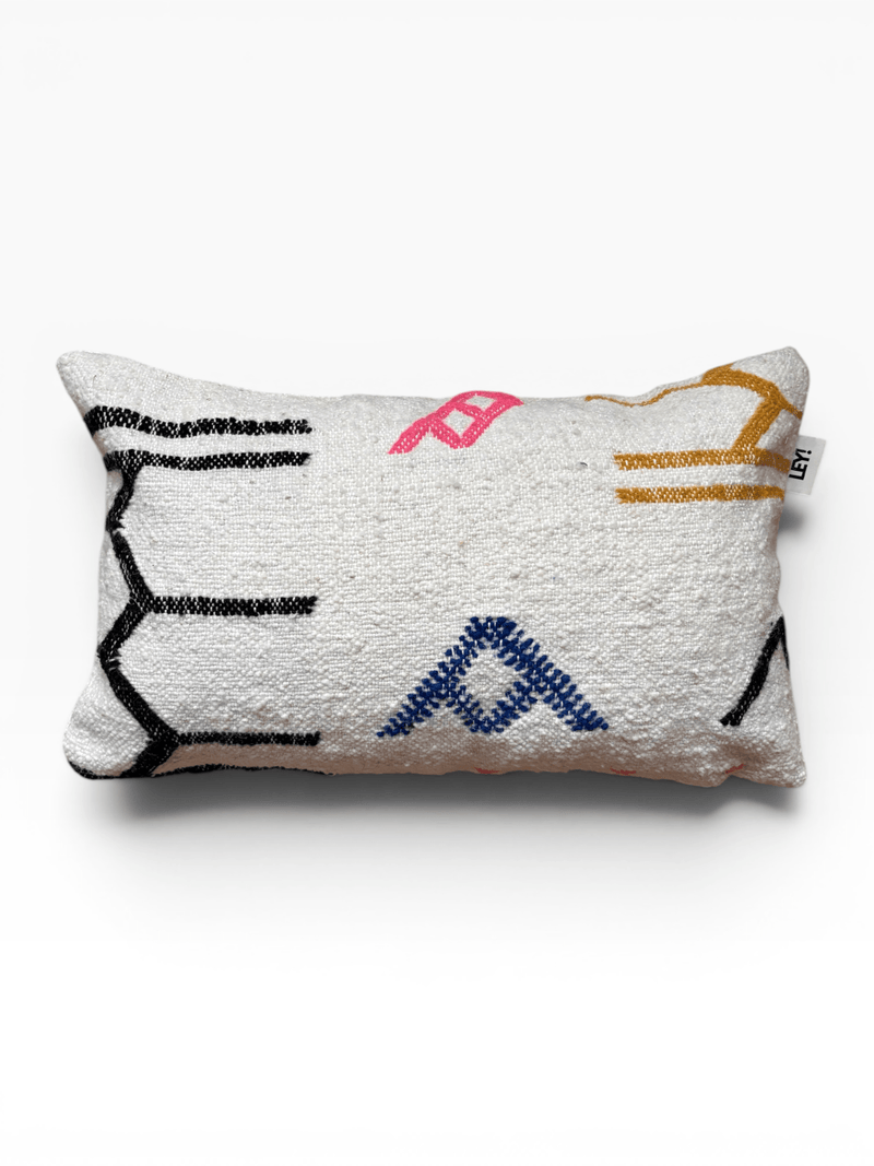 LEY! Kissen – Colorful Line: Rechteckiges Kissen aus Schurwolle mit buntem, abstraktem Marrakesch-Muster, 30 x 50 cm.