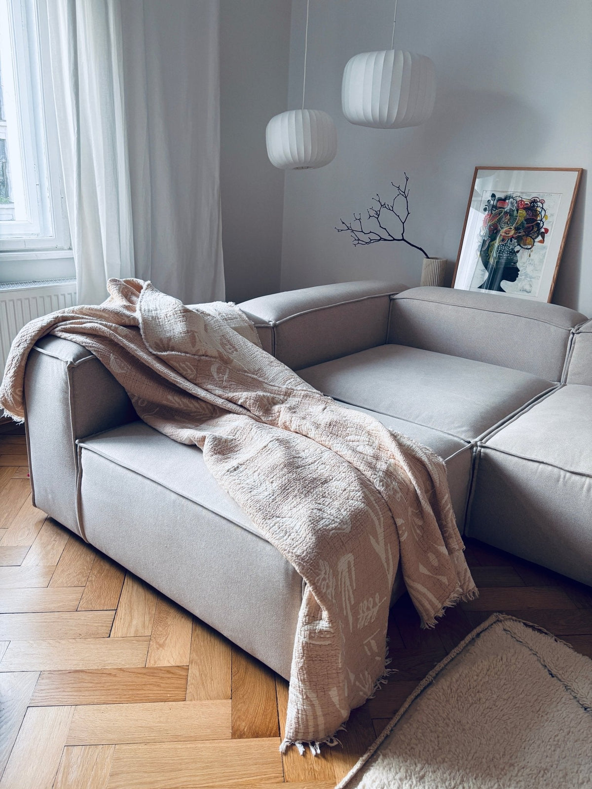 CALMA - Musselin Decke - Beige - 2,20 x 2,40 m