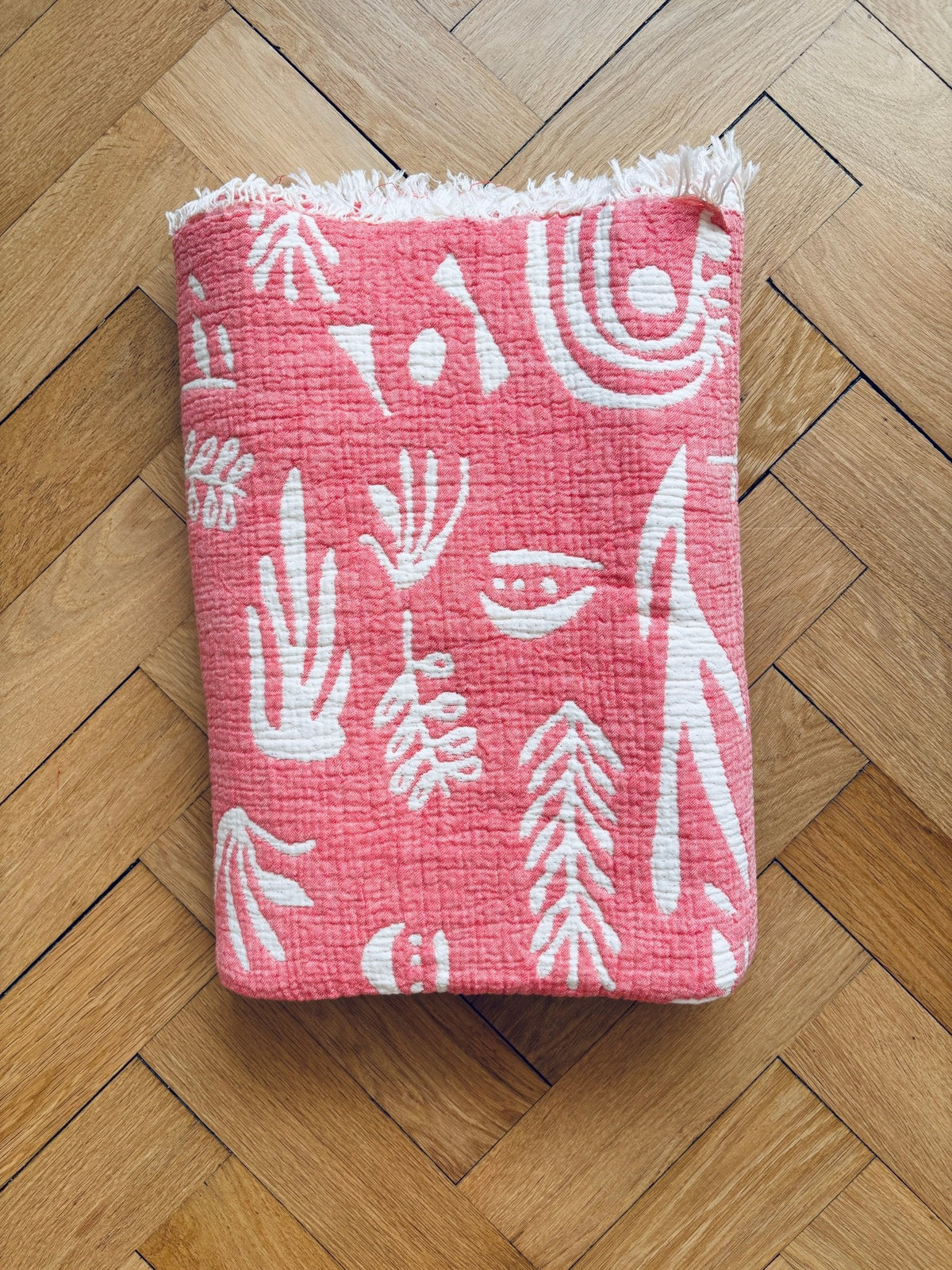 CALMA - Musselin Decke - Koralle - 2,20 x 2,40 m