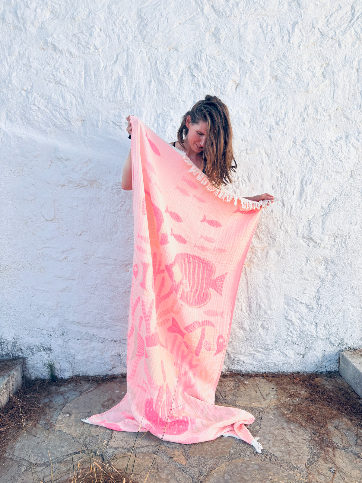 STRANDHANDTUCH - BADETUCH - 'RIVA' - PINK/ROSA