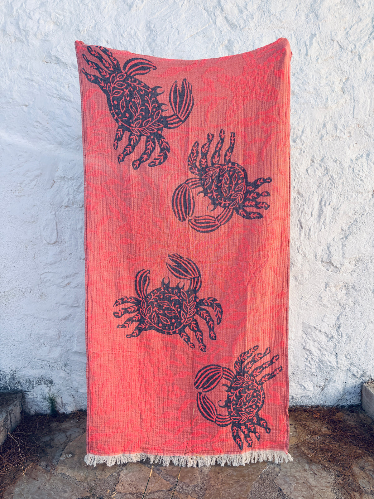 STRANDHANDTUCH - BADETUCH - 'RIVA' - PINK/NAVY