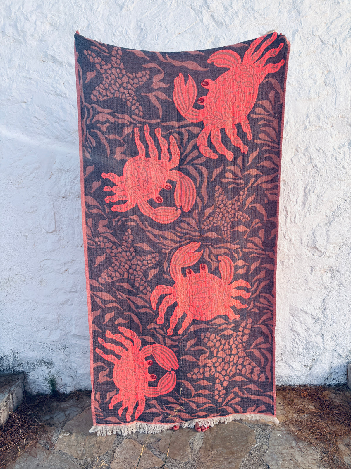 STRANDHANDTUCH - BADETUCH - 'RIVA' - PINK/NAVY
