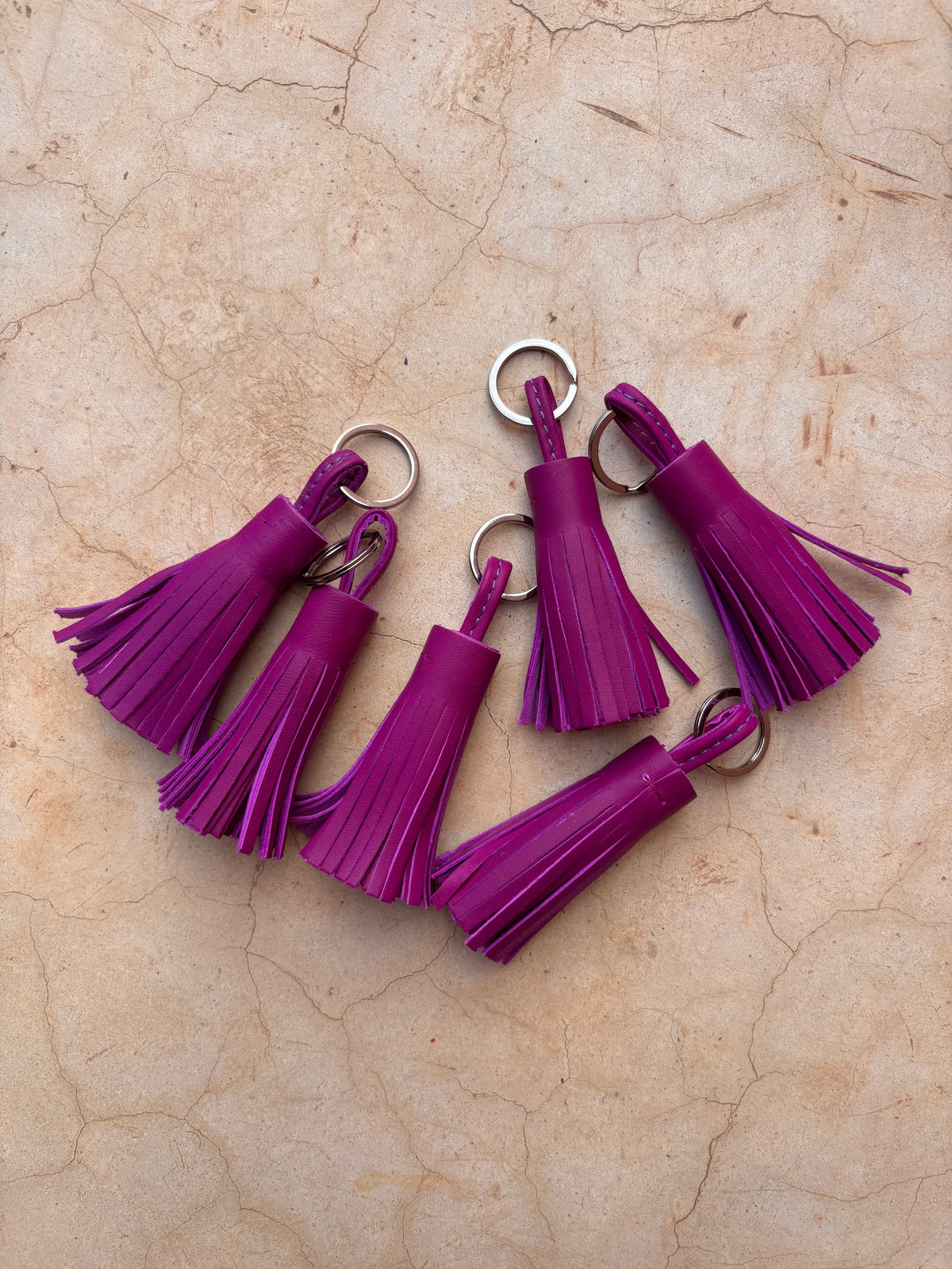 Leder-Schlüsselanhänger - magenta