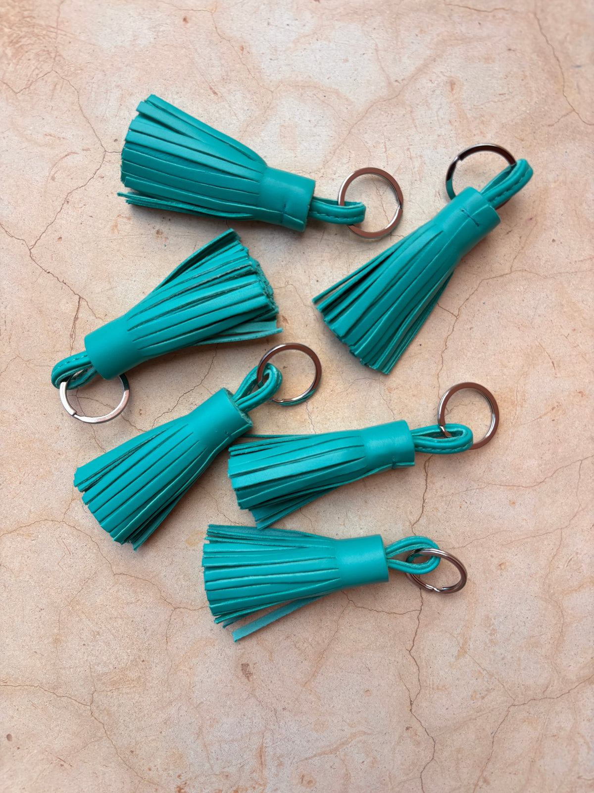 Leder-Schlüsselanhänger - türkis