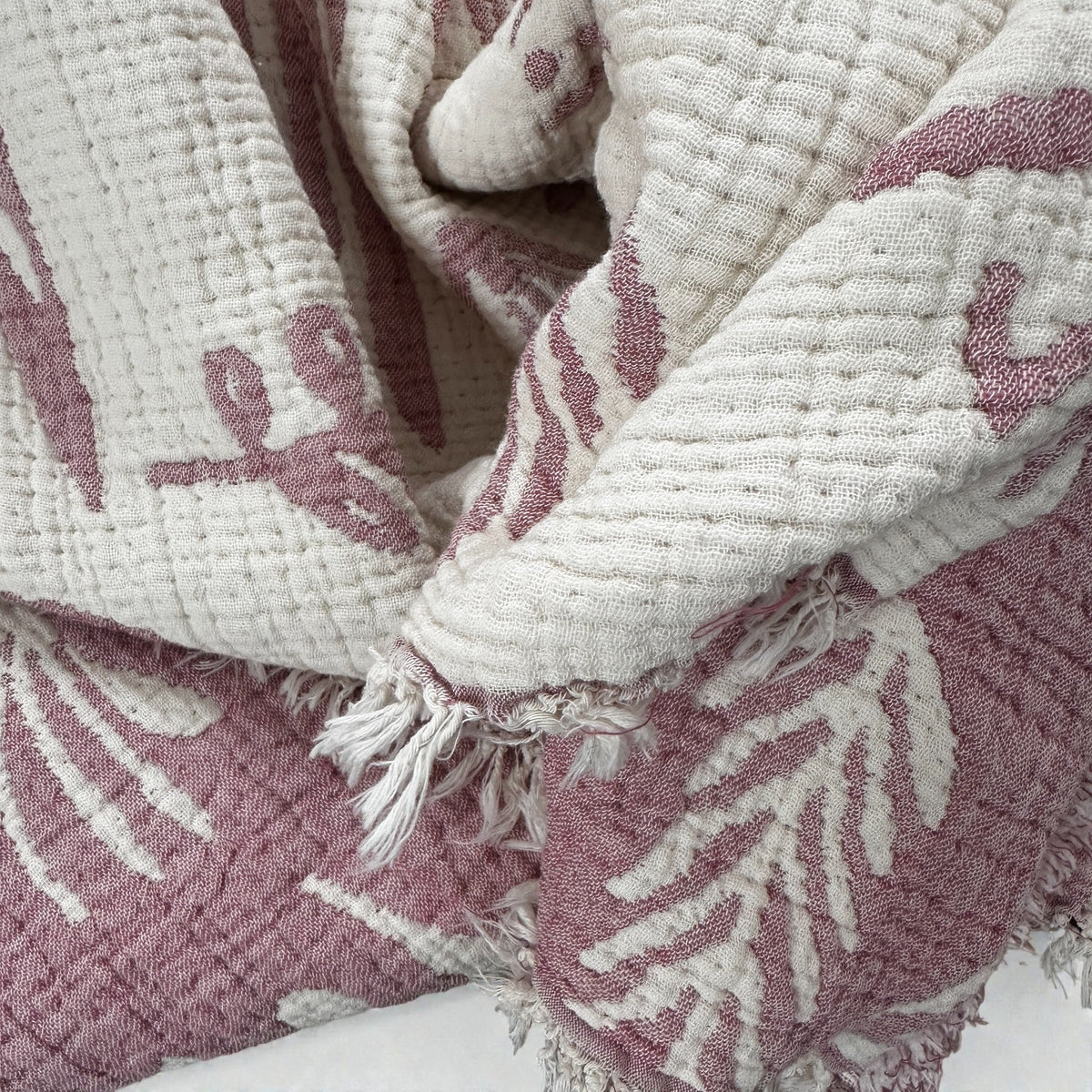 CALMA Musselin Decke - ROSÉ MEDINA - 2,30 X 2,40 m