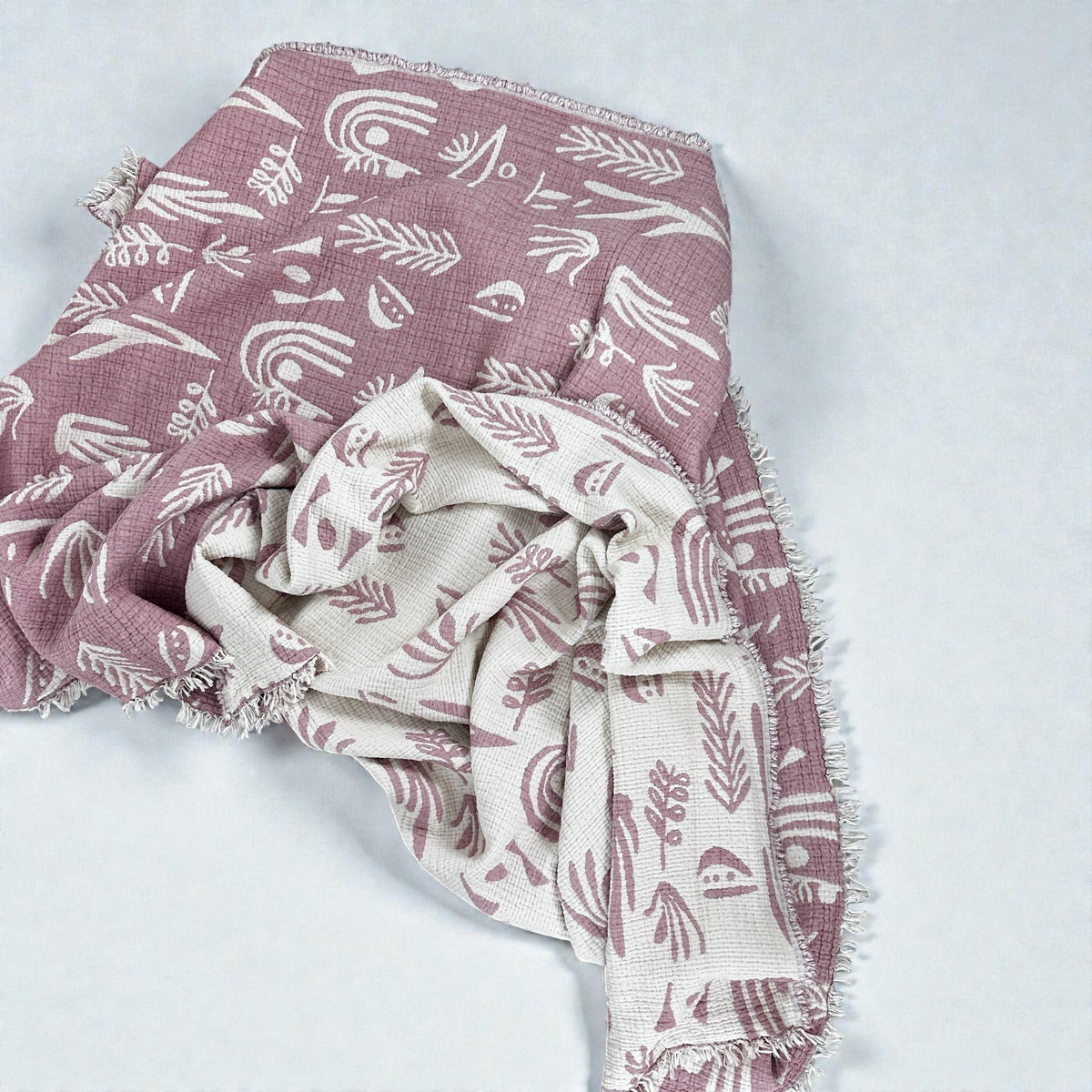 CALMA Musselin Decke - ROSÉ MEDINA - 2,30 X 2,40 m