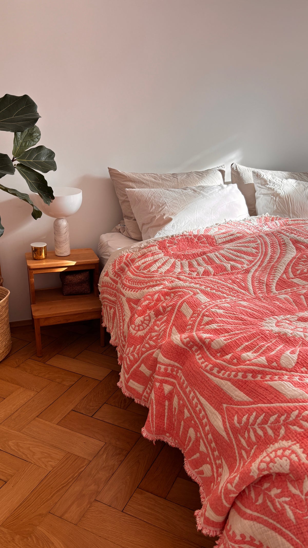 CALMA Musselin Decke - GRANATAPFEL - 2,15 x 2,30 m