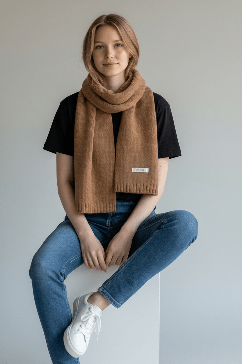 Merino-Wollschal 'NURA' - Sand