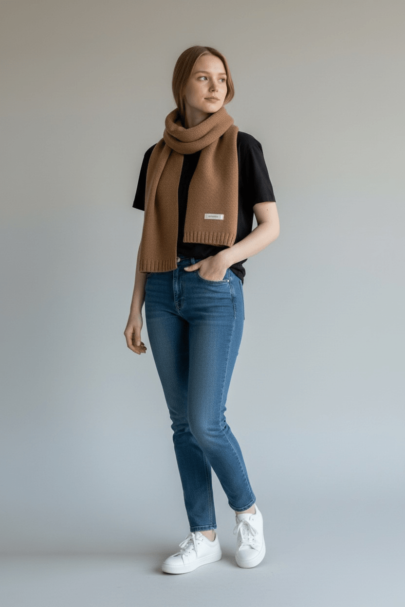 Merino-Wollschal 'NURA' - Sand