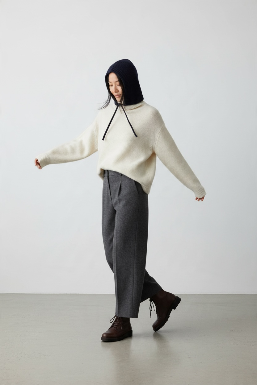 Balaclava 'Alva' aus Wolle - Schwarz